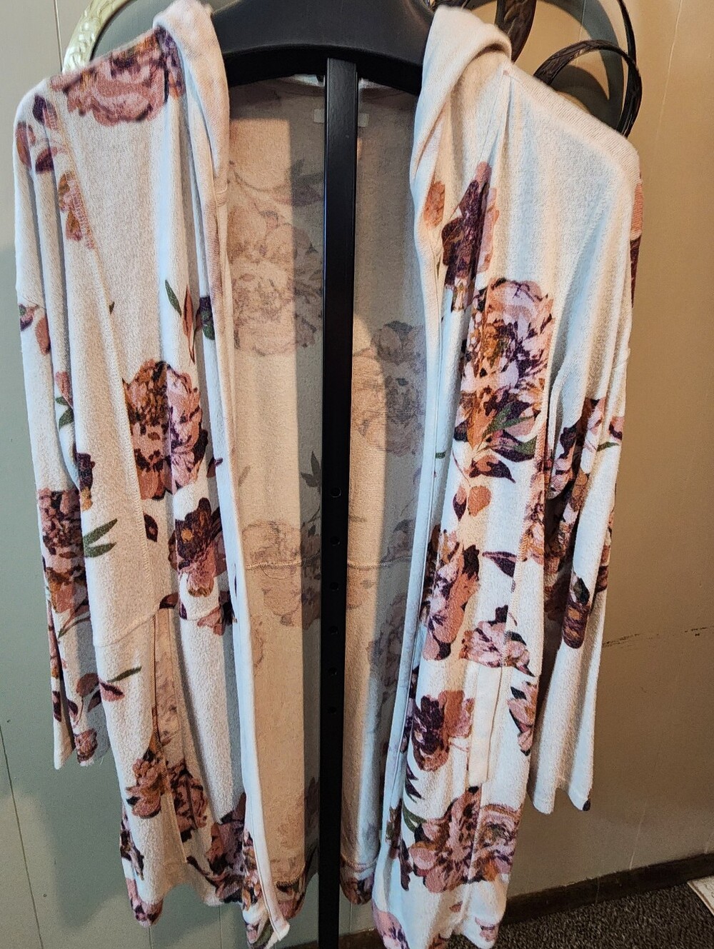 Maurices Beautiful Floral Knit Hooded Cardigan